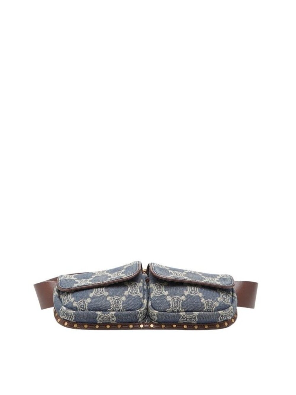 Celine Paris Macadam Belt Bag Waist Pouch Blue Brown Denim Leather - Picture 3 of 10